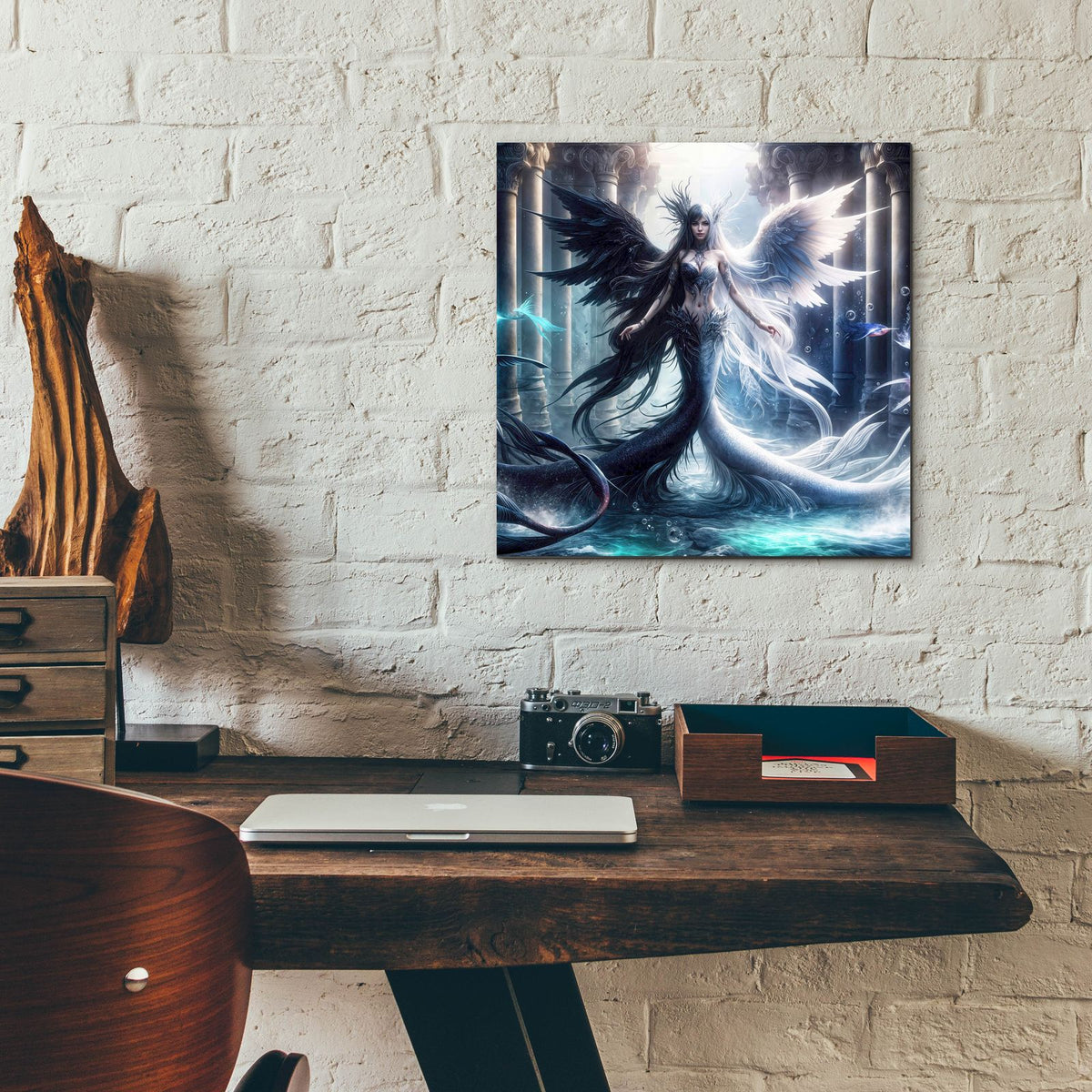 Mermaid Divided by Rey Klimt - 12x12 acrylic wall art in a room
