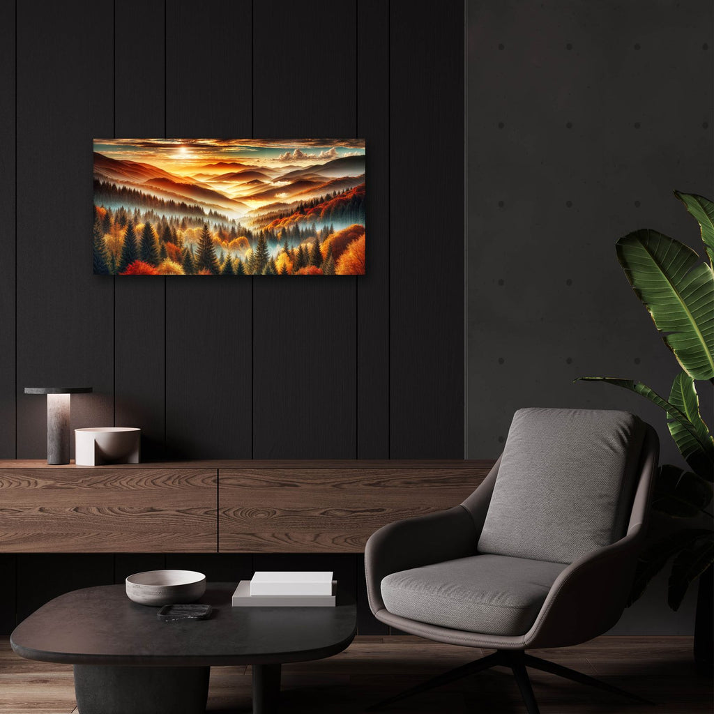 Mountains Fall Landscape 2 by Rey Klimt - 24x12 acrylic wall art in a room