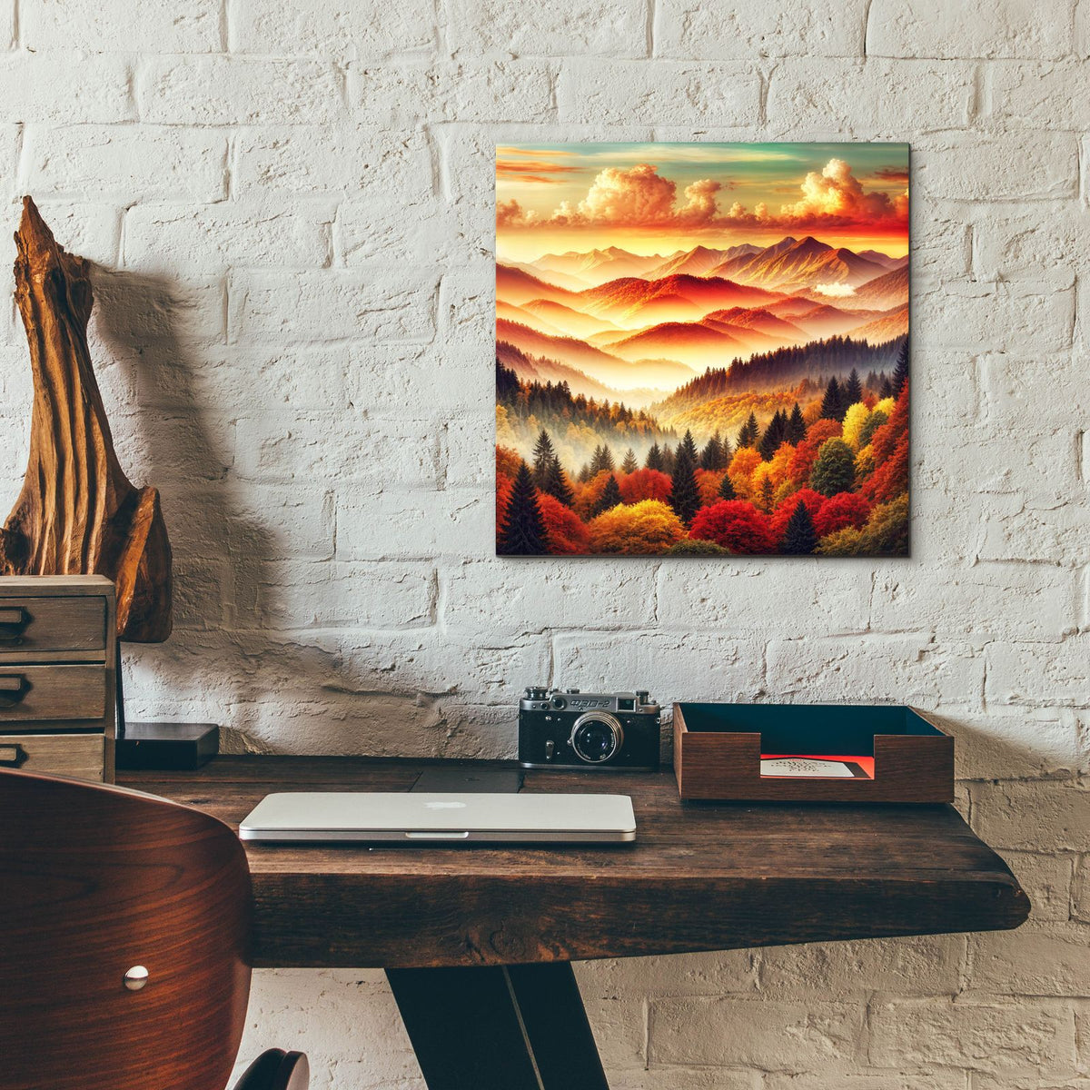 Mountains Fall Landscape 3 by Rey Klimt - 12x12 acrylic wall art in a room