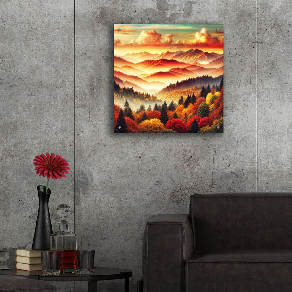 Mountains Fall Landscape 3 by Rey Klimt - 24x24 acrylic wall art in a room