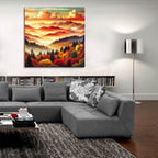 Mountains Fall Landscape 3 by Rey Klimt - 36x36 acrylic wall art in a room