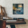 Oceanside Bedroom by Rey Klimt - 12x12 acrylic wall art in a room