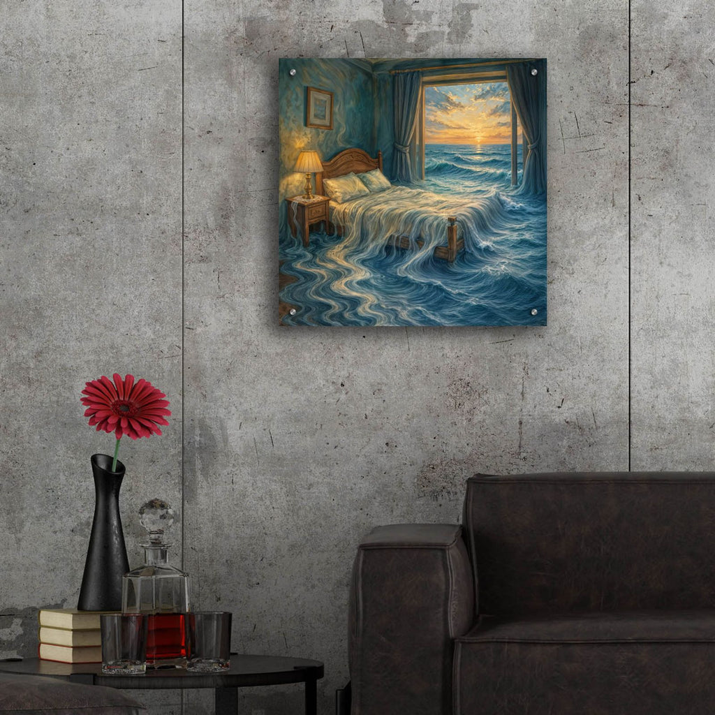 Oceanside Bedroom by Rey Klimt - 24x24 acrylic wall art in a room