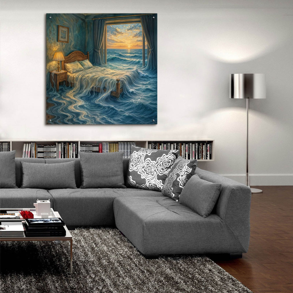Oceanside Bedroom by Rey Klimt - 36x36 acrylic wall art in a room