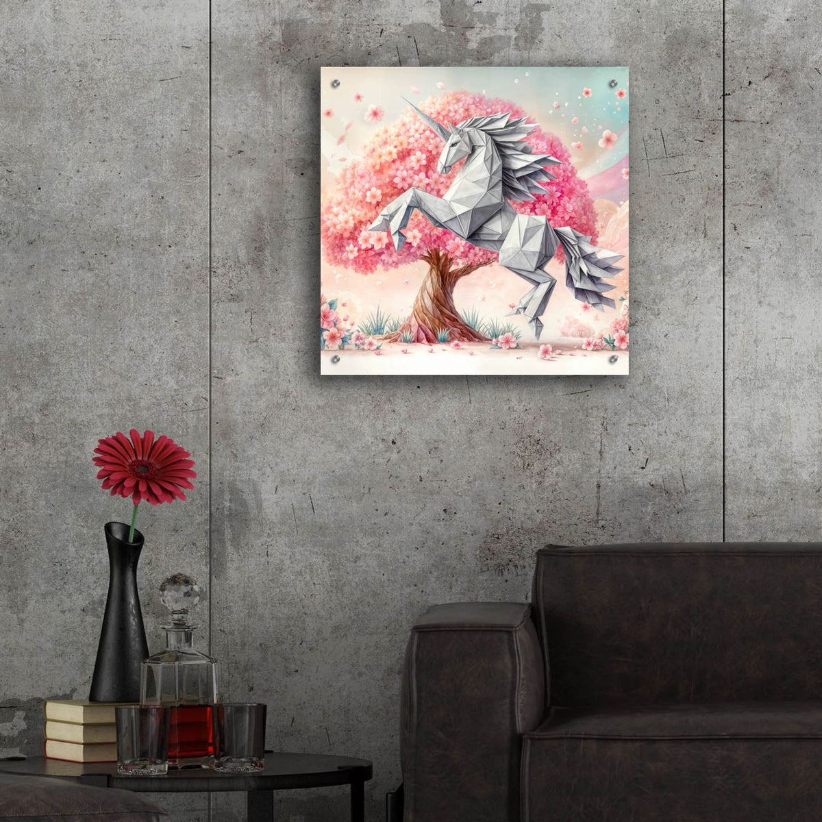 Origami Unicorn by Rey Klimt - 24x24 acrylic wall art in a room