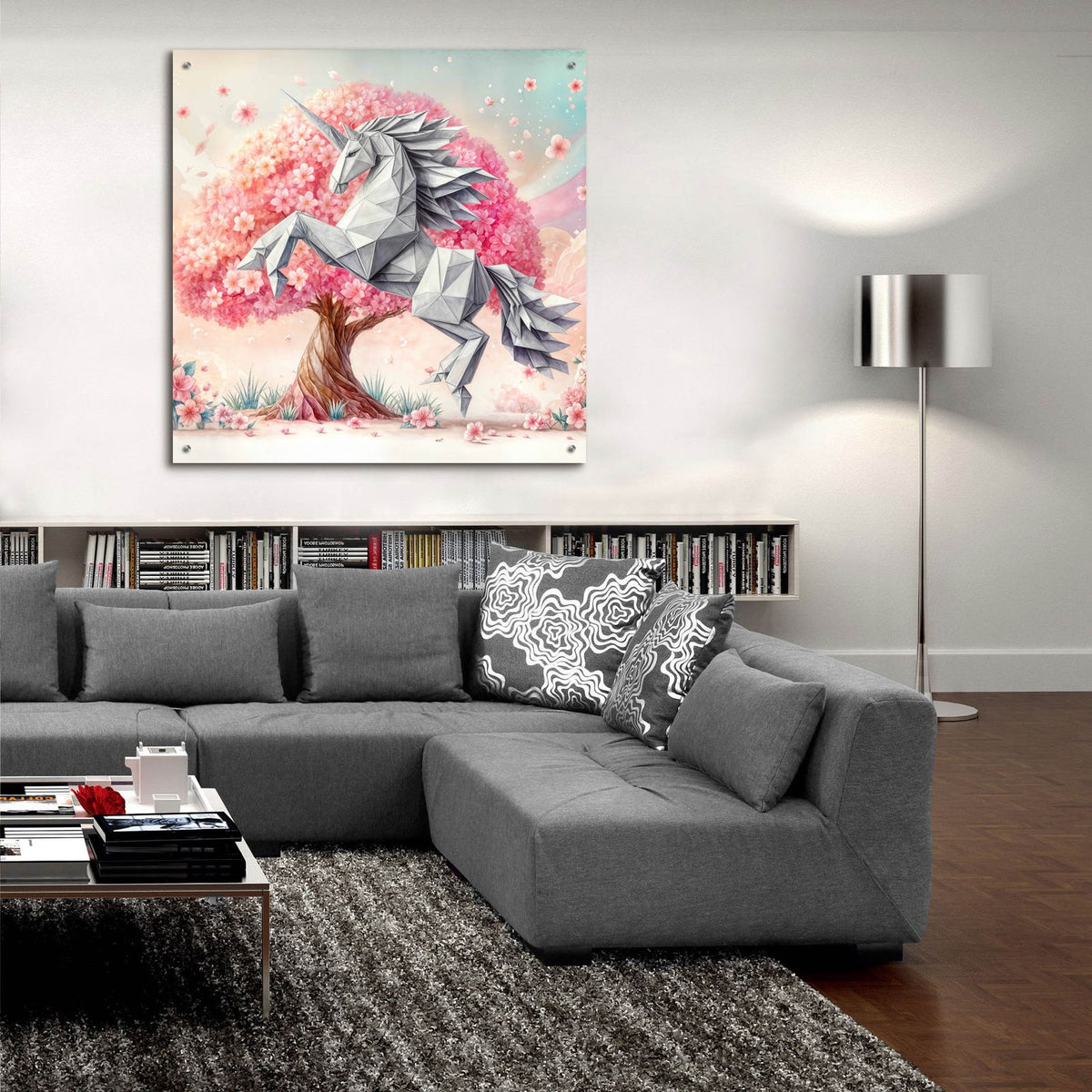 Origami Unicorn by Rey Klimt - 36x36 acrylic wall art in a room