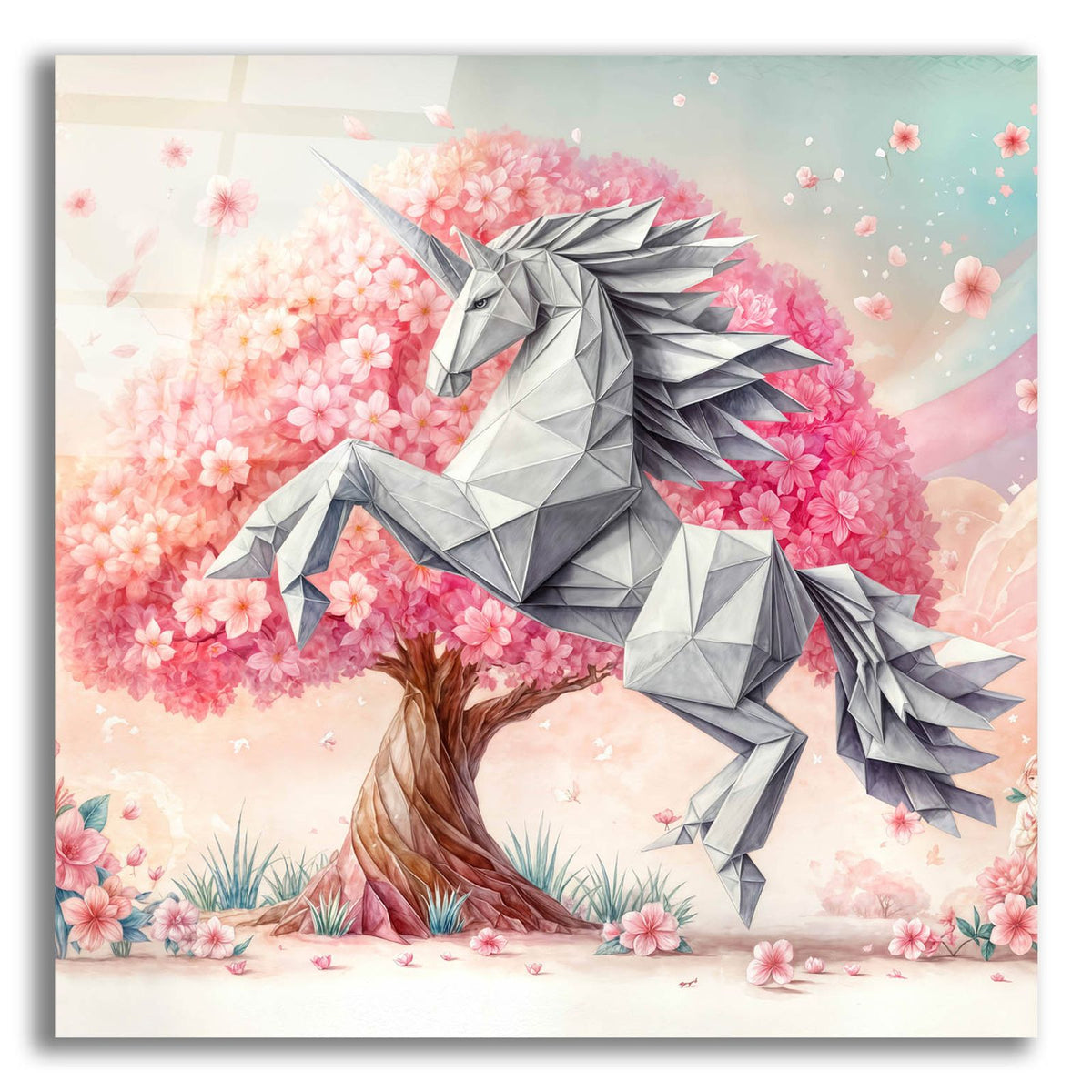 Origami Unicorn by Rey Klimt acrylic glass wall art
