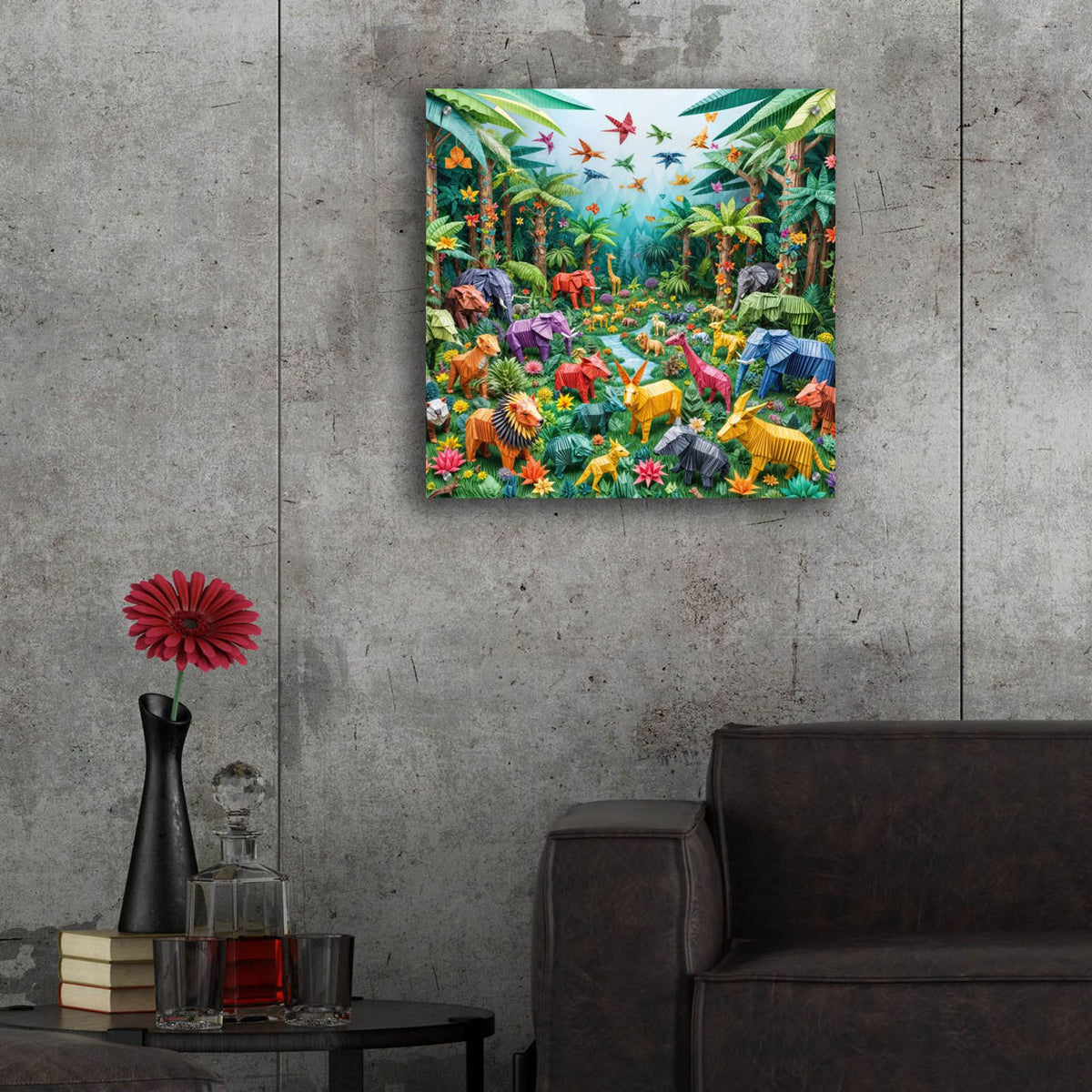 Rainforest Origami by Rey Klimt - 24x24 acrylic wall art in a room