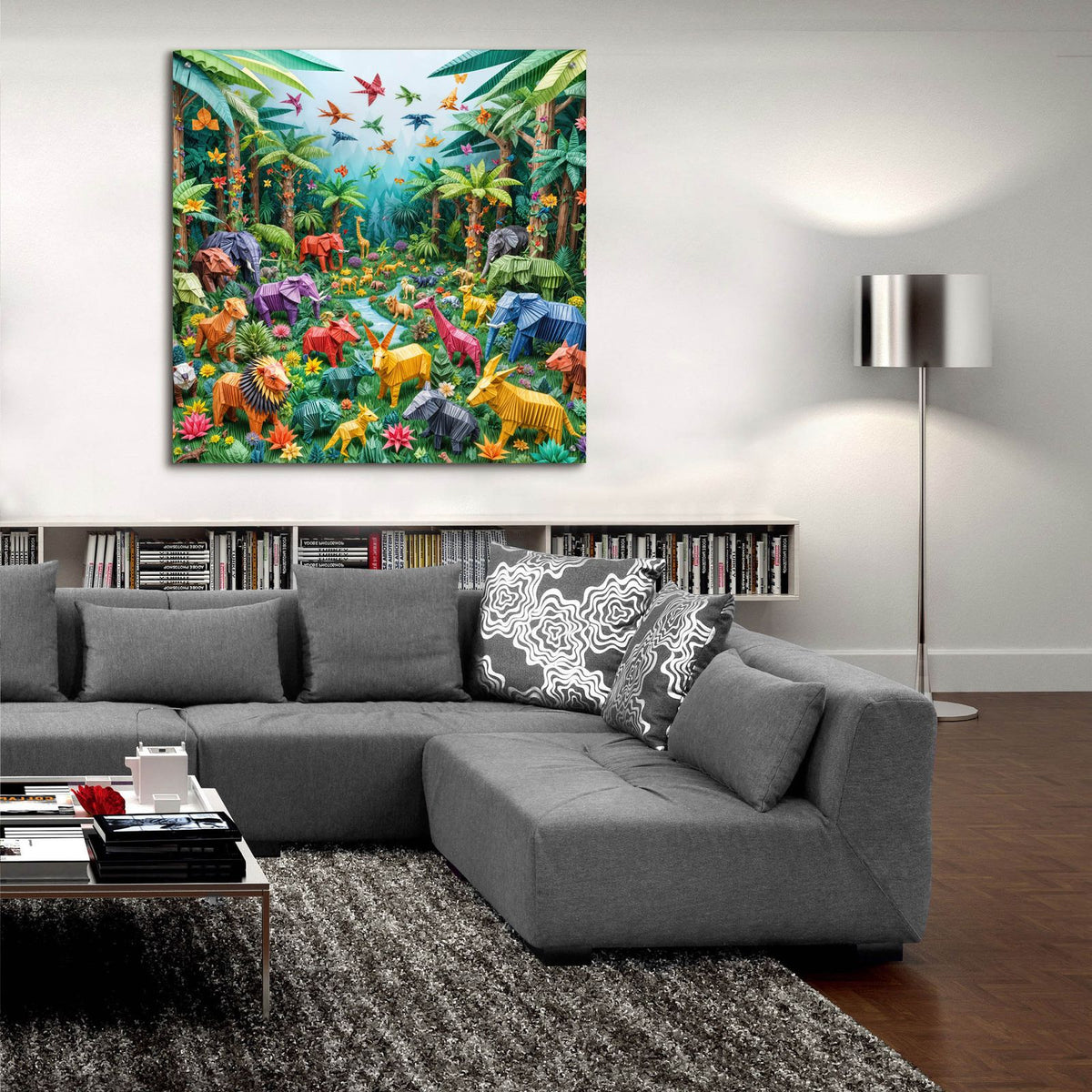 Rainforest Origami by Rey Klimt - 36x36 acrylic wall art in a room