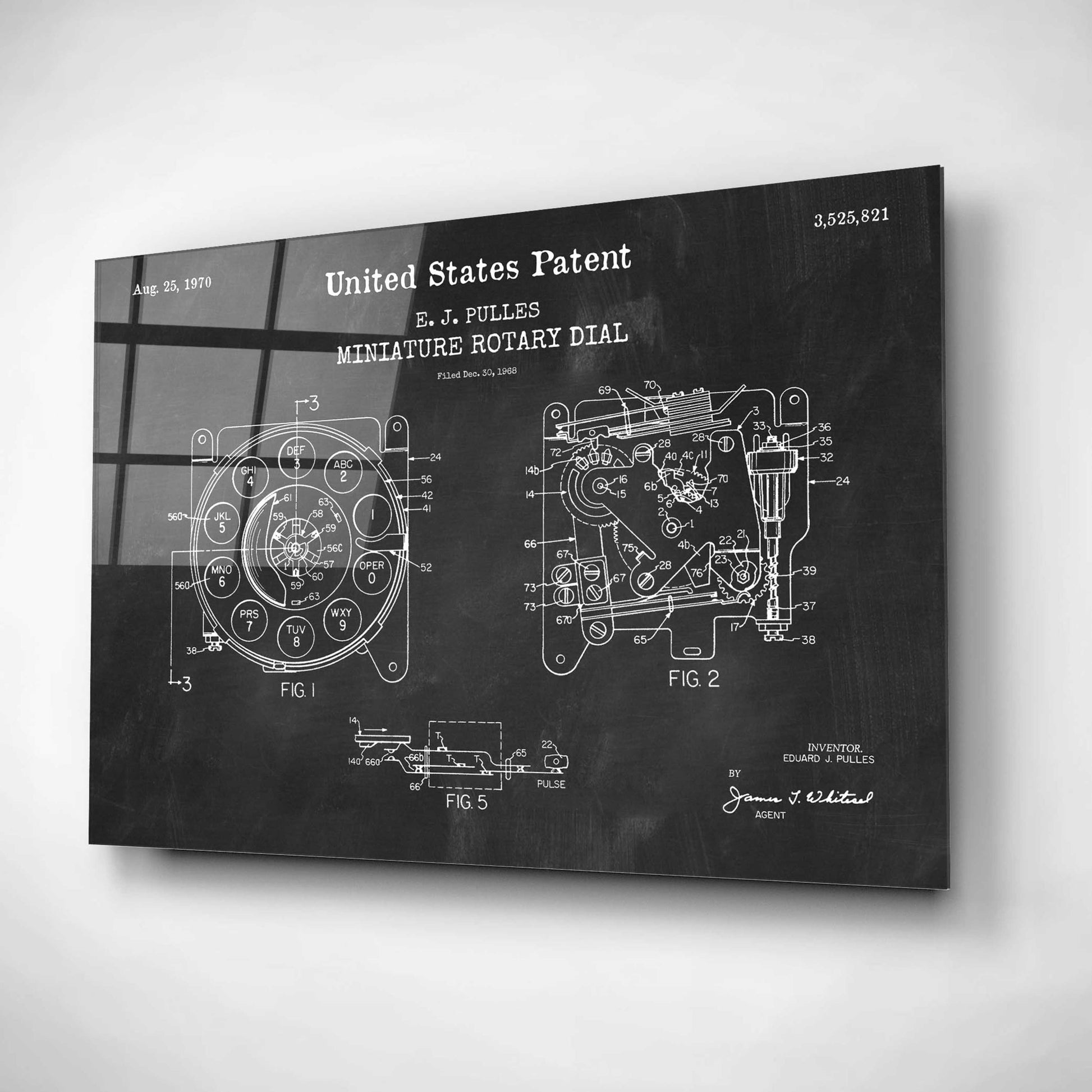 Epic Art 'Rotary Dial Blueprint Patent Chalkboard,' Acrylic Glass Wall Art,16x12