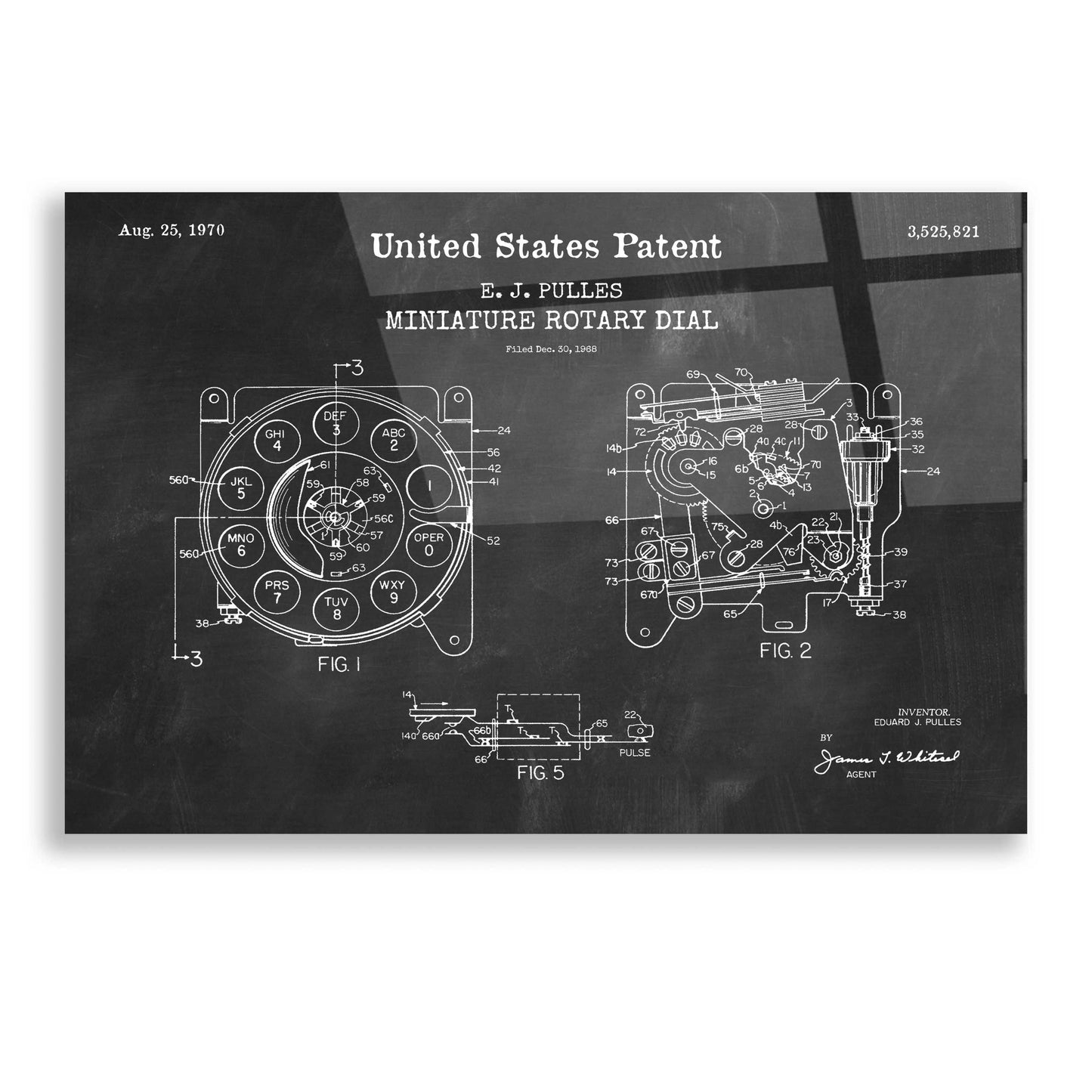 Epic Art 'Rotary Dial Blueprint Patent Chalkboard,' Acrylic Glass Wall Art,16x12