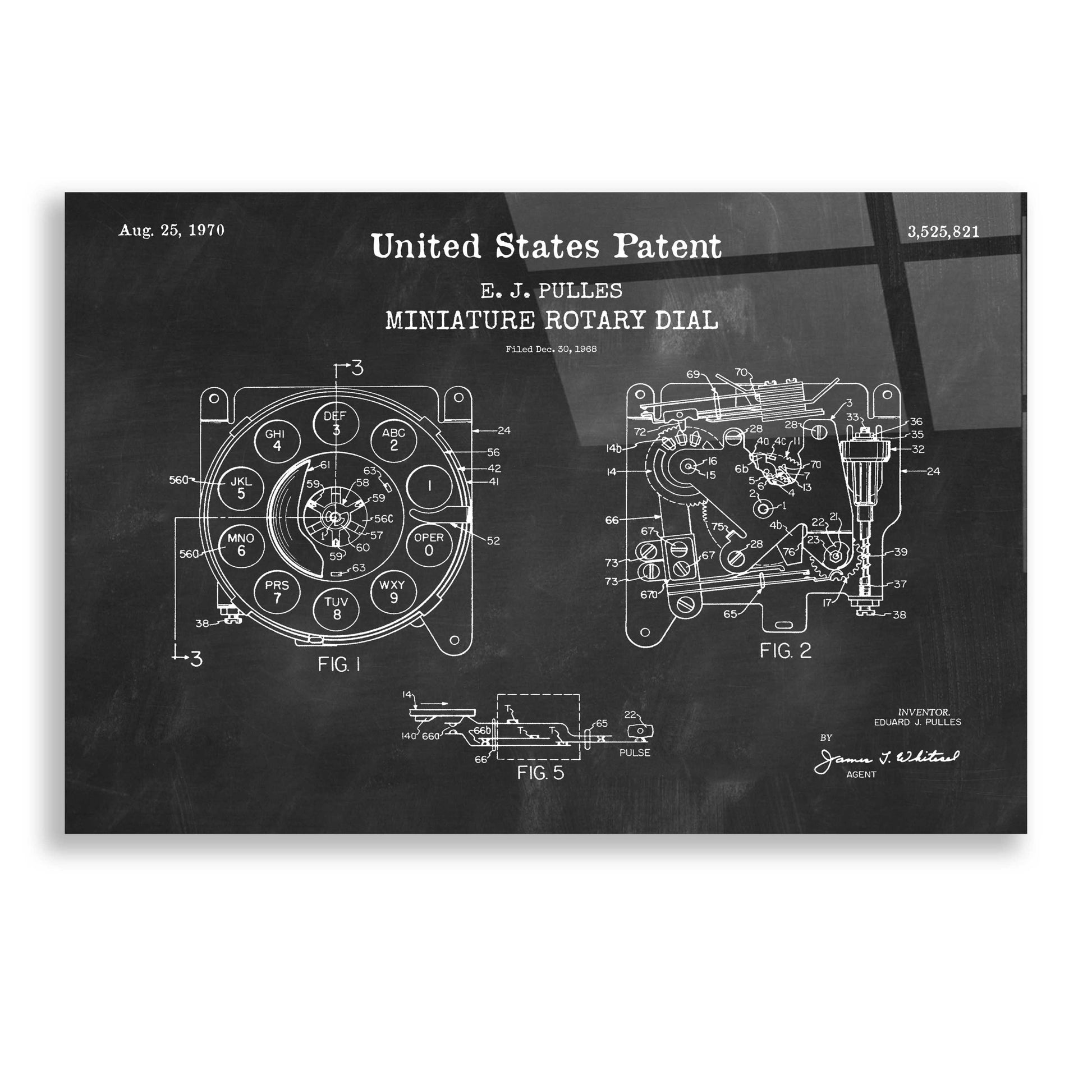 Epic Art 'Rotary Dial Blueprint Patent Chalkboard,' Acrylic Glass Wall Art,24x16