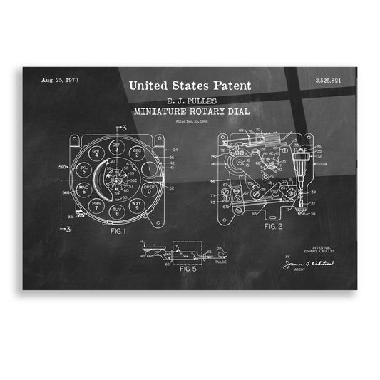 Epic Art 'Rotary Dial Blueprint Patent Chalkboard,' Acrylic Glass Wall Art