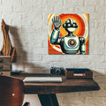Retro Robot Hello by Rey Klimt - 12x12 acrylic wall art in a room