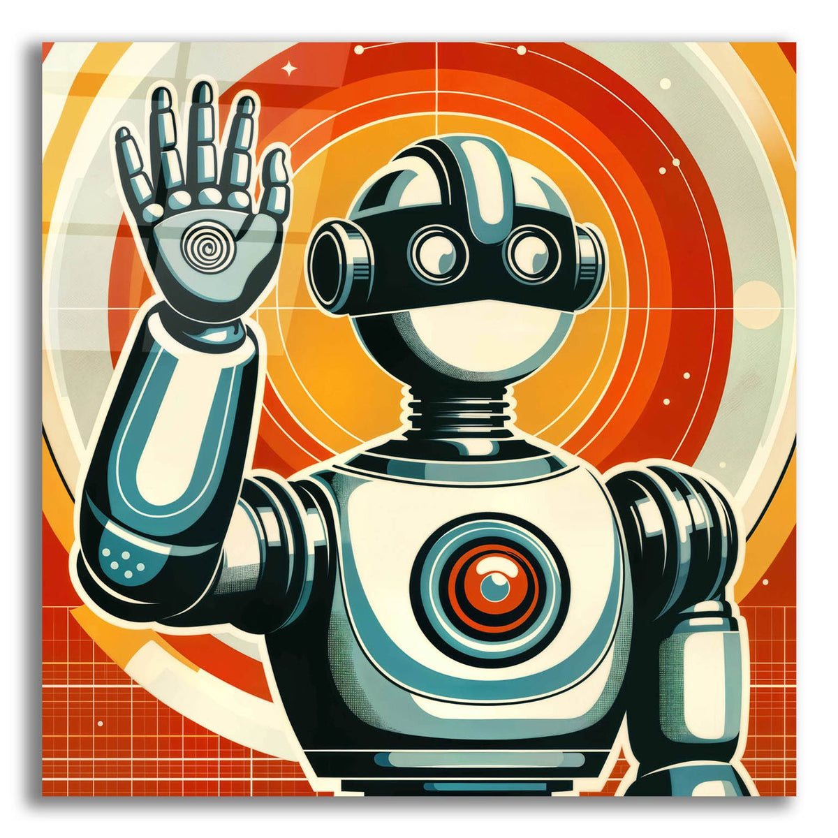 Retro Robot Hello by Rey Klimt acrylic glass wall art