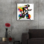 Ride Bike Threadmill Watercolor by Rey Klimt - 24x24 acrylic wall art in a room
