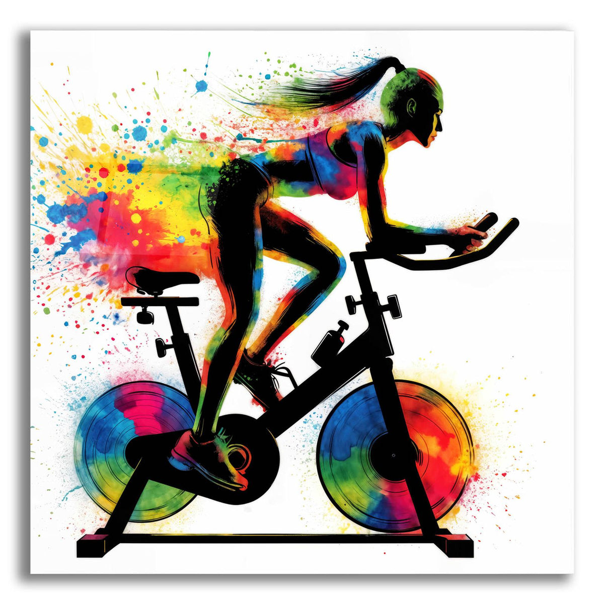 Ride Bike Threadmill Watercolor by Rey Klimt acrylic glass wall art
