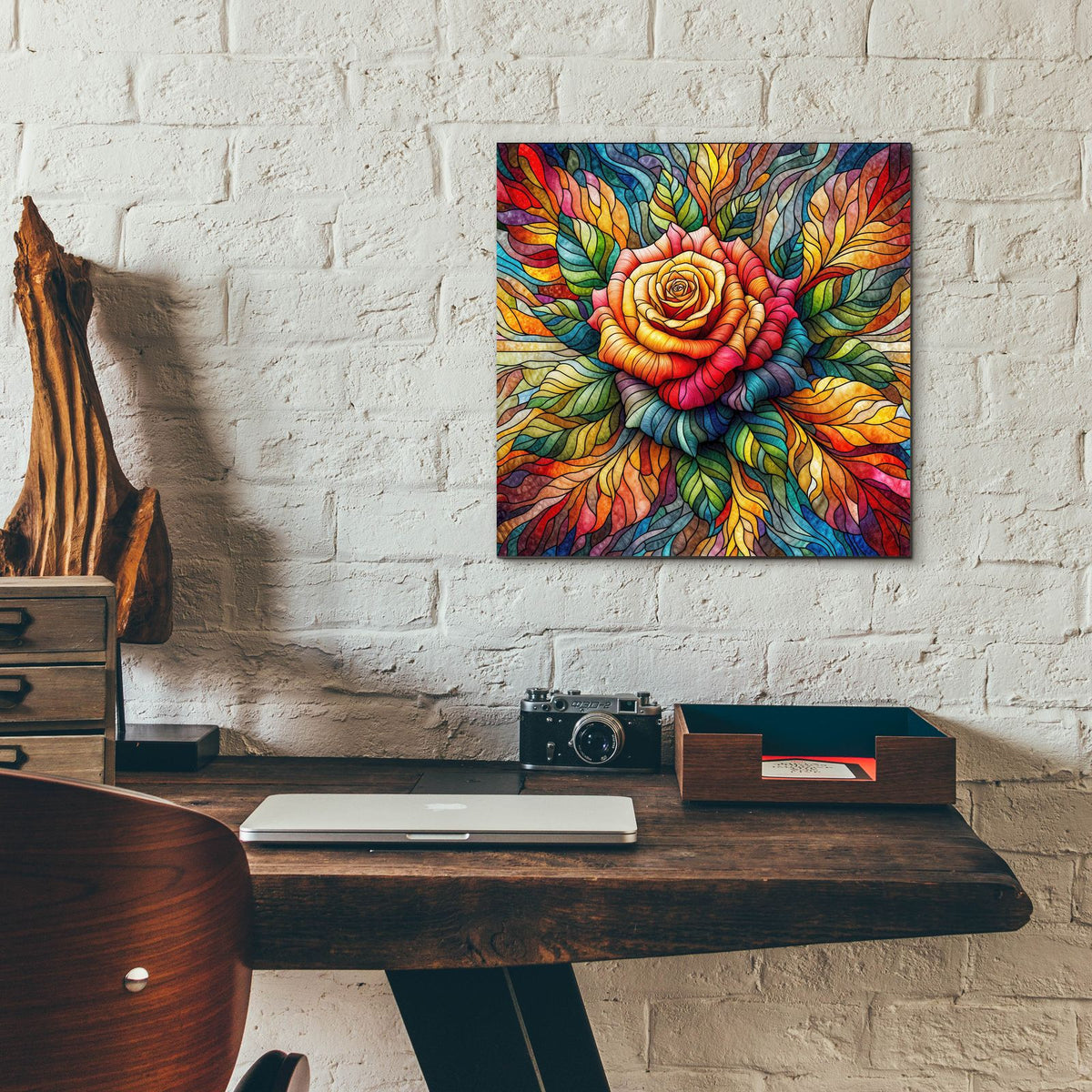 Stained Glass Flower 2 by Rey Klimt - 12x12 acrylic wall art in a room