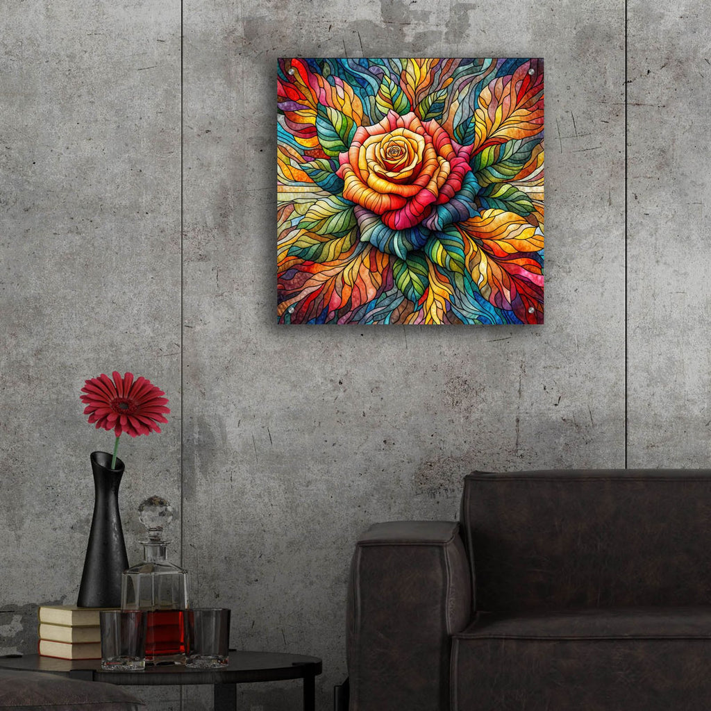 Stained Glass Flower 2 by Rey Klimt - 24x24 acrylic wall art in a room