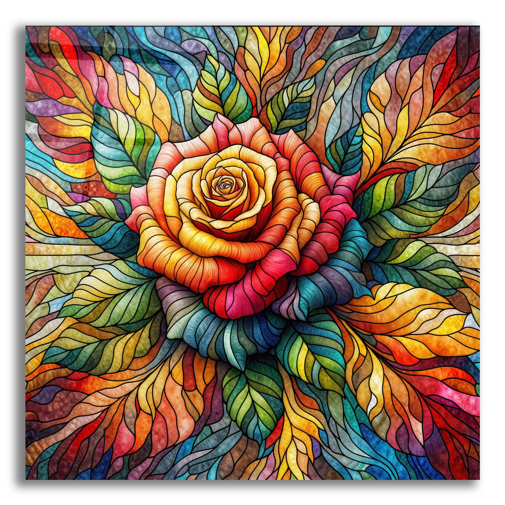 Stained Glass Flower 2 by Rey Klimt acrylic glass wall art