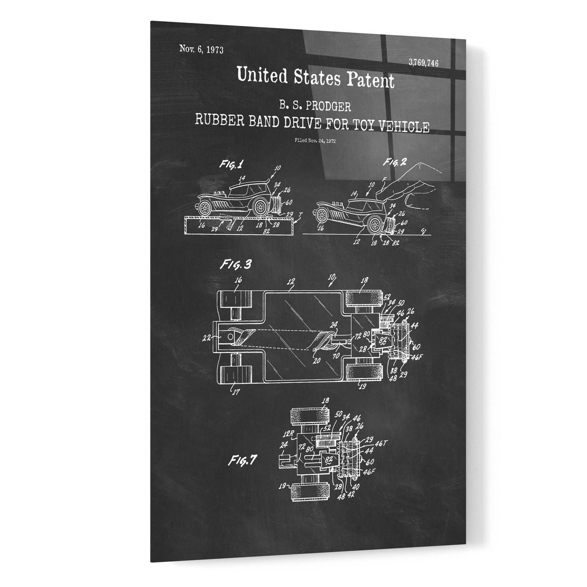 Epic Art 'Rubber band Blueprint Patent Chalkboard,' Acrylic Glass Wall Art,16x24