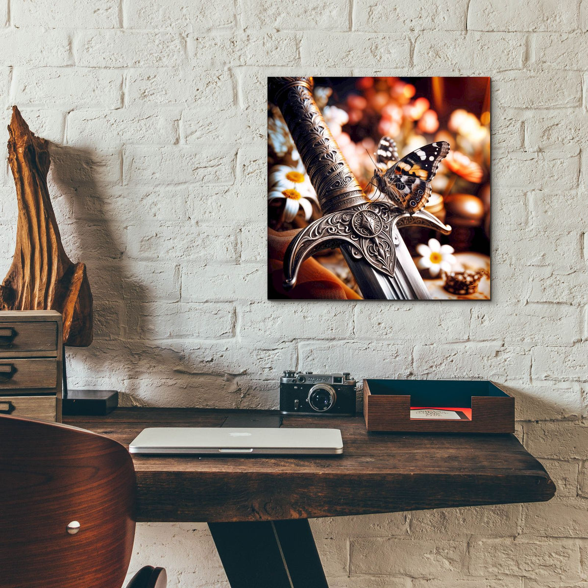 Sword And Butterfly 3 by Rey Klimt - 12x12 acrylic wall art in a room