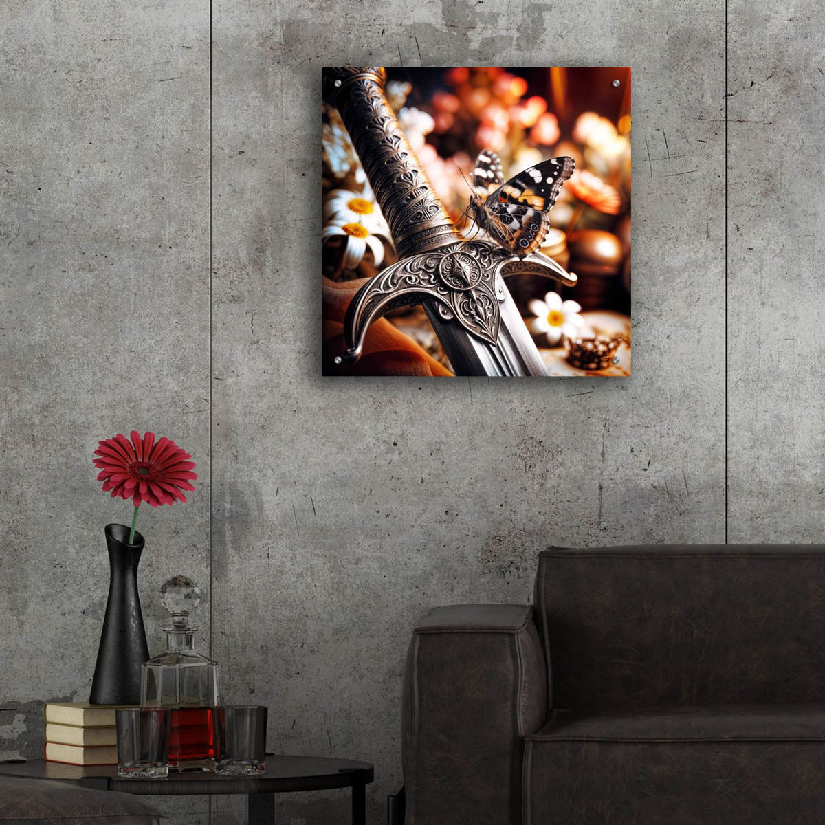 Sword And Butterfly 3 by Rey Klimt - 24x24 acrylic wall art in a room