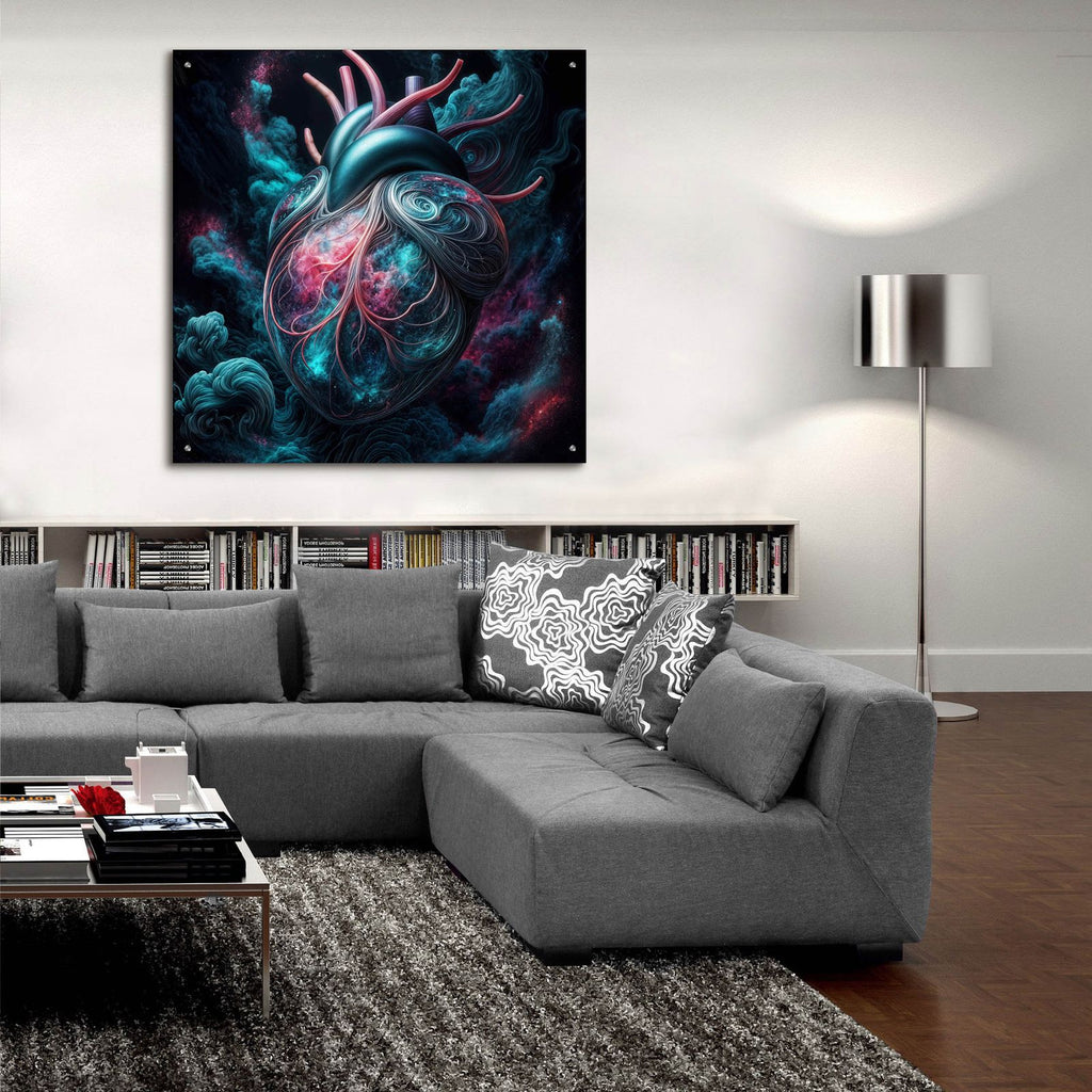 Teal Hear 3 by Rey Klimt - 36x36 acrylic wall art in a room