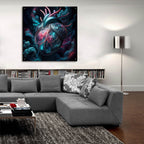 Teal Hear 3 by Rey Klimt - 36x36 acrylic wall art in a room