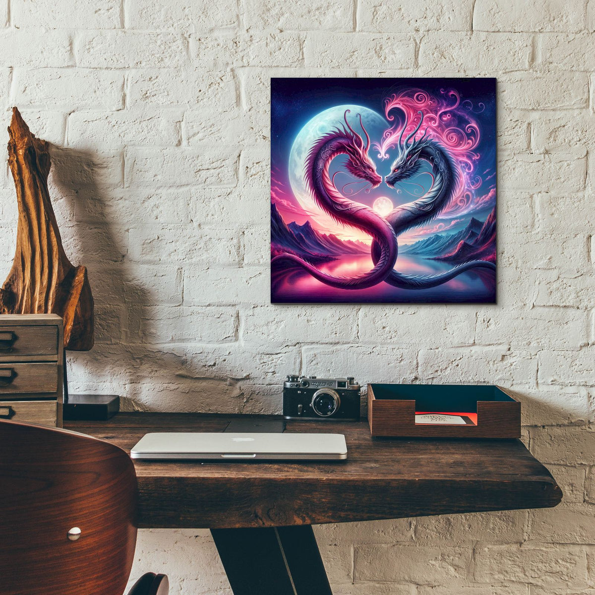 Two Dragons 1 by Rey Klimt - 12x12 acrylic wall art in a room