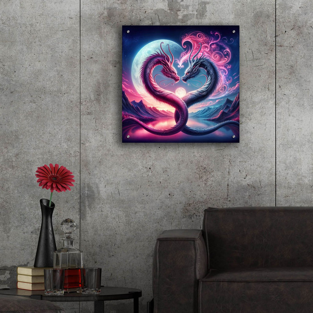 Two Dragons 1 by Rey Klimt - 24x24 acrylic wall art in a room
