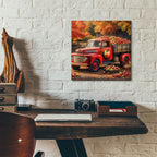 Vintage Red Truck At Orchard 1 by Rey Klimt - 12x12 acrylic wall art in a room