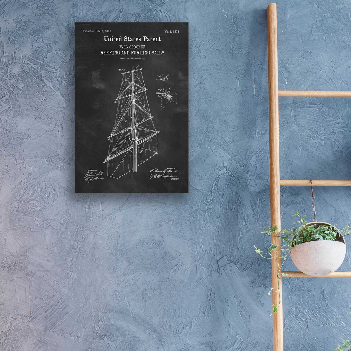 Epic Art 'Sail Blueprint Patent Chalkboard,' Acrylic Glass Wall Art,16x24