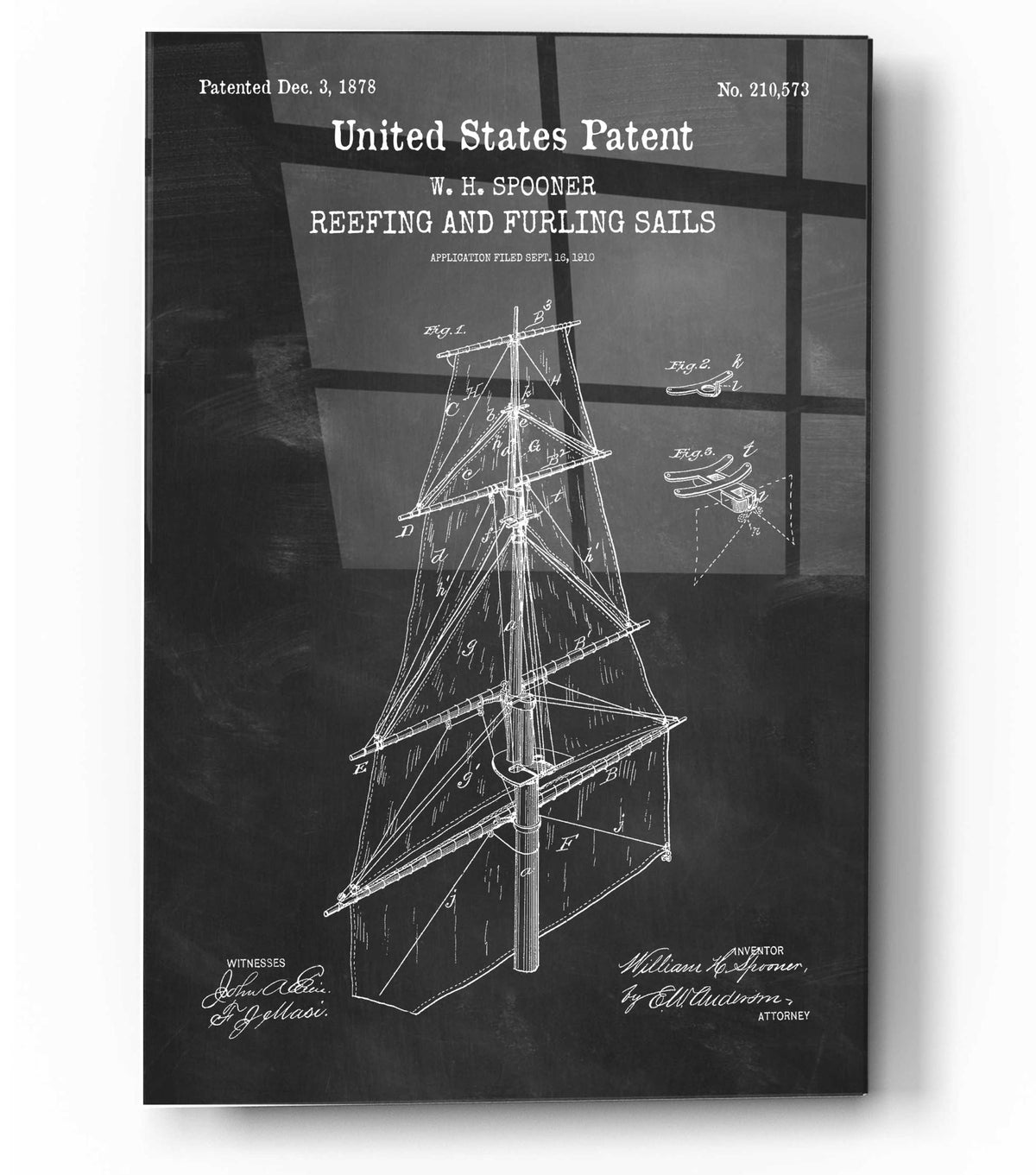 Epic Art 'Sail Blueprint Patent Chalkboard,' Acrylic Glass Wall Art