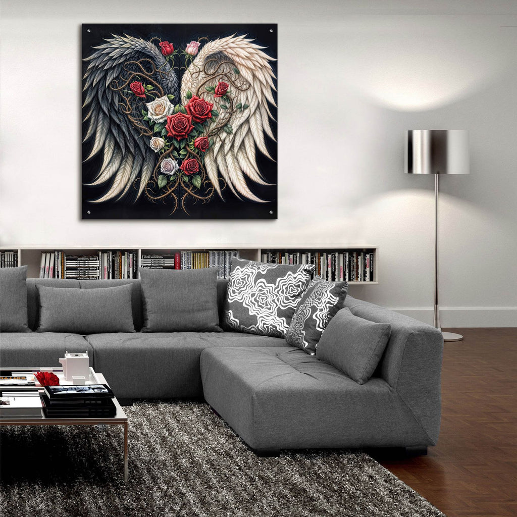 Wings And Roses Black by Rey Klimt - 36x36 acrylic wall art in a room