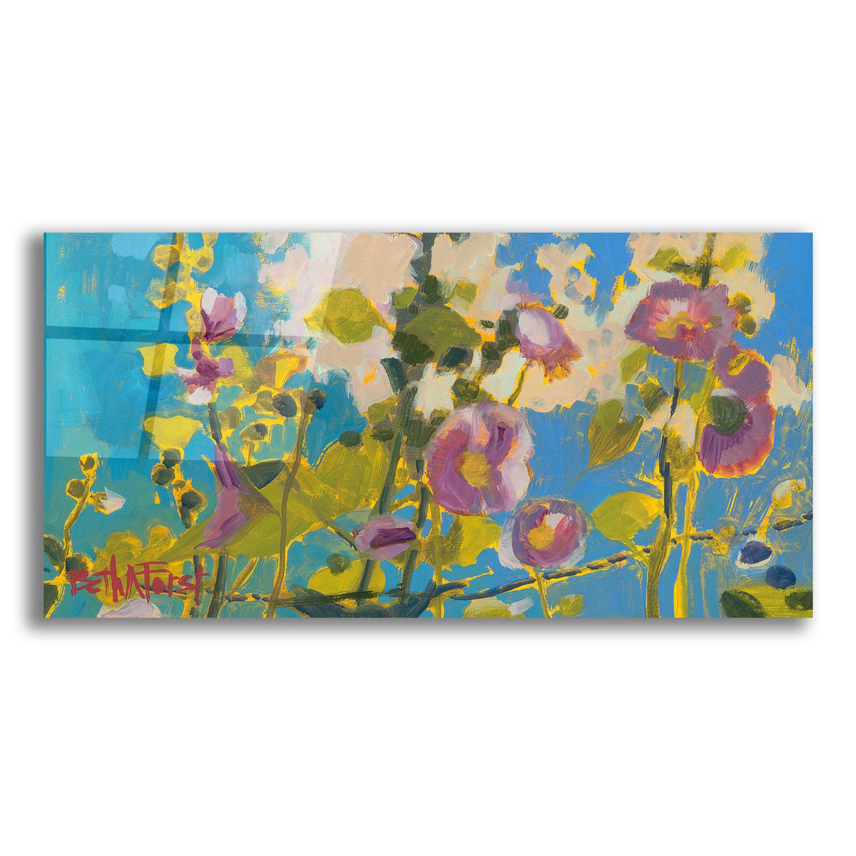 Hollyhocks by Beth Forst acrylic glass wall art