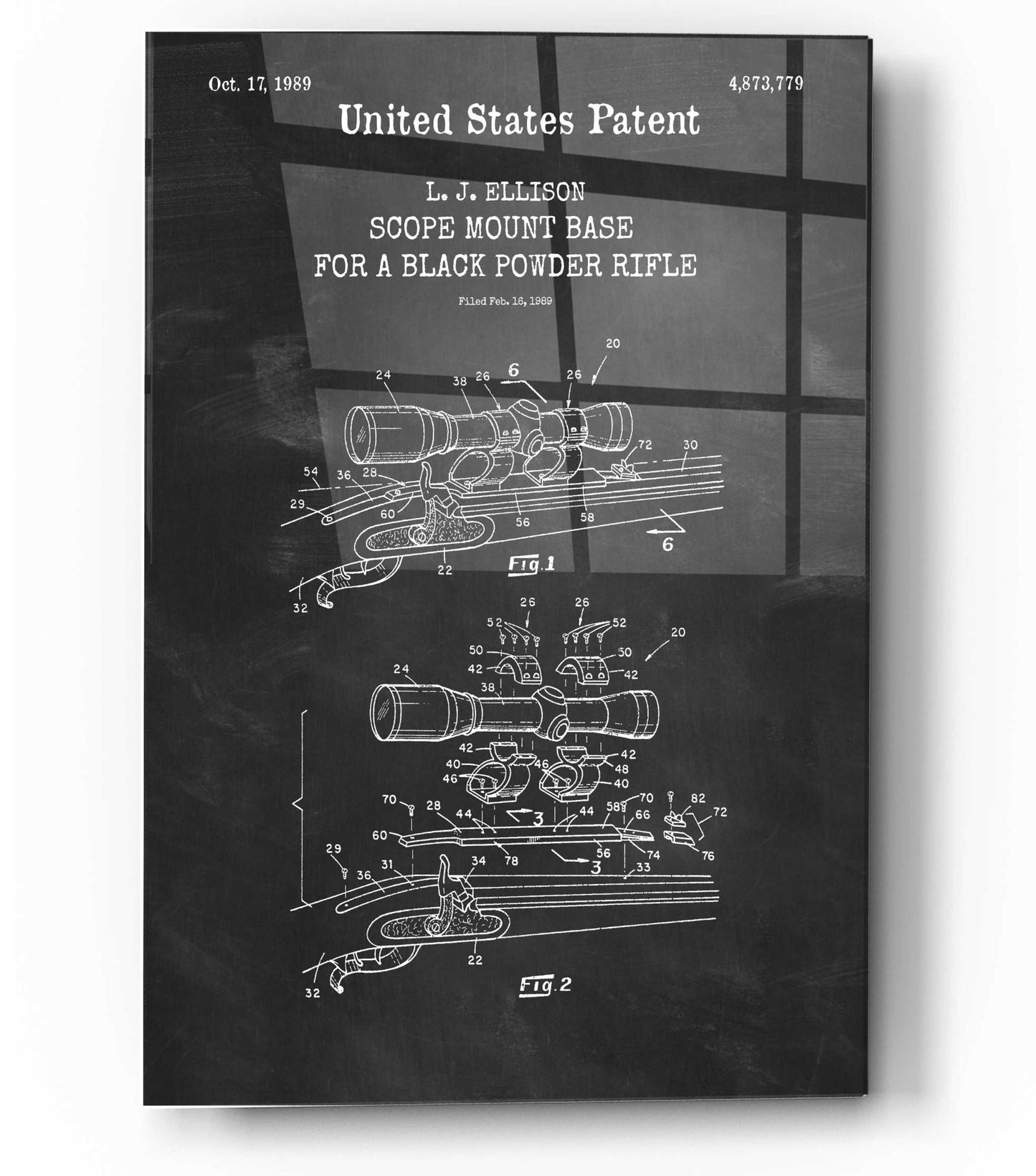 Epic Art 'Scope mount base Blueprint Patent Chalkboard,' Acrylic Glass Wall Art,12x16