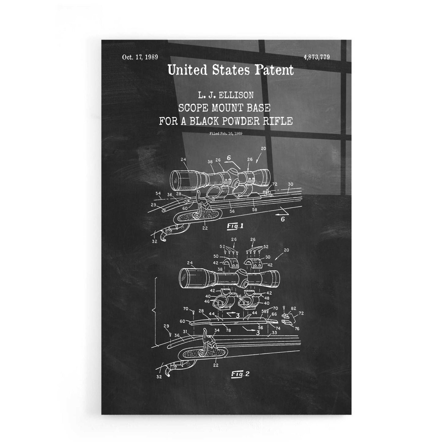 Epic Art 'Scope mount base Blueprint Patent Chalkboard,' Acrylic Glass Wall Art,16x24