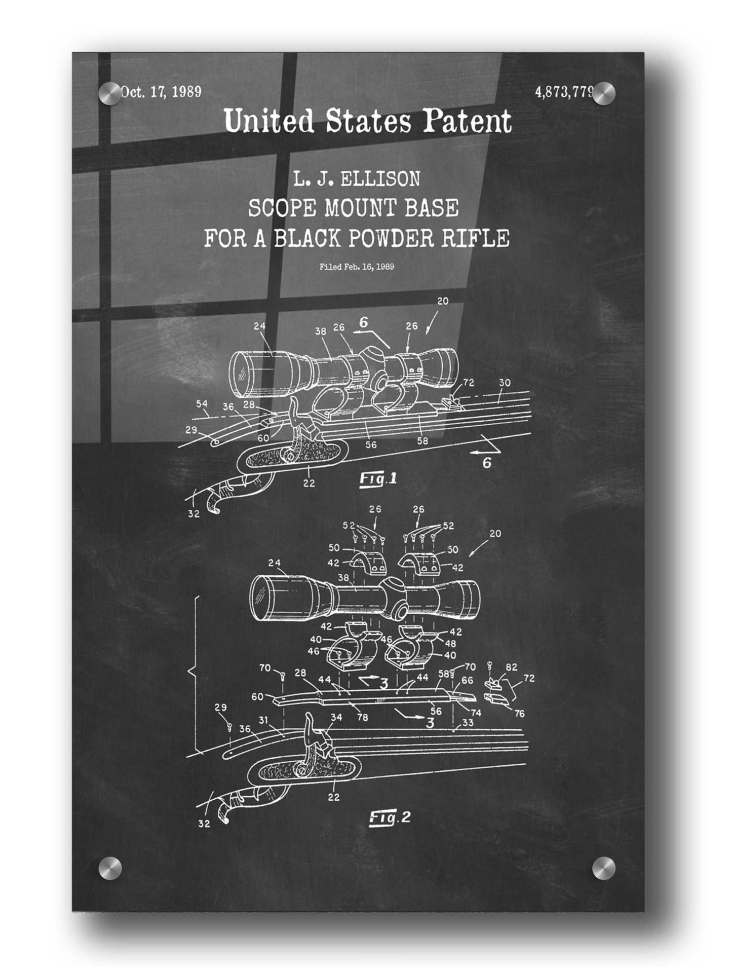 Epic Art 'Scope mount base Blueprint Patent Chalkboard,' Acrylic Glass Wall Art,24x36