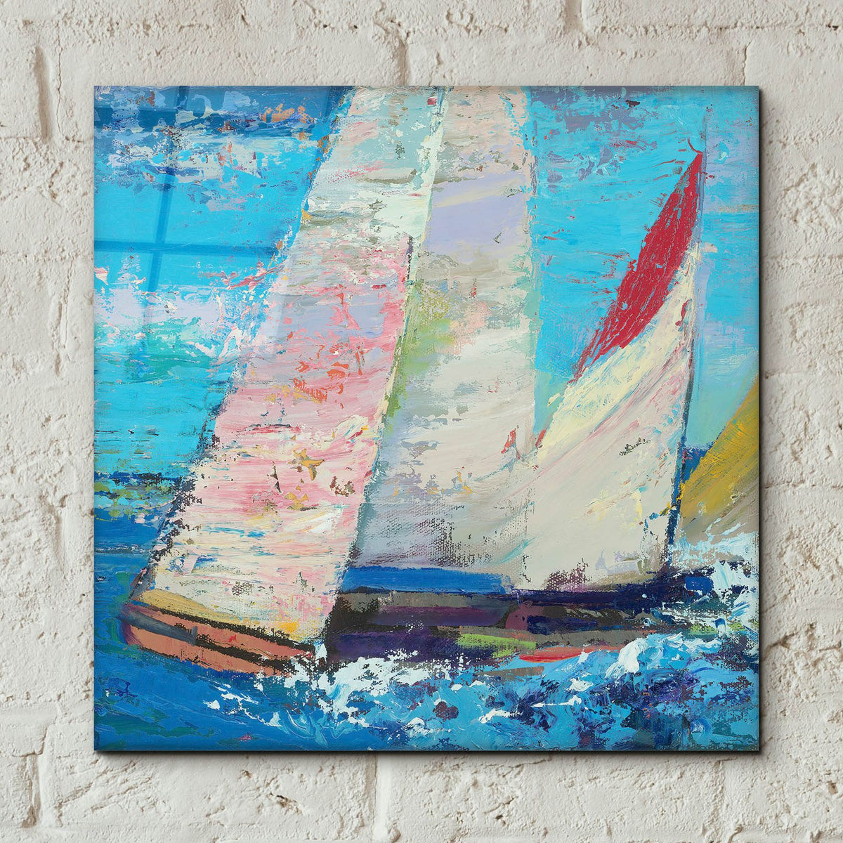 Sailboats 1 by Beth Forst - 12x12 acrylic wall art in a room