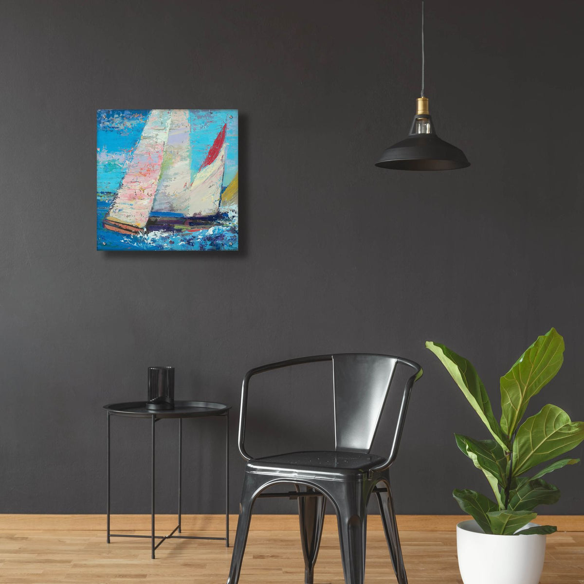 Sailboats 1 by Beth Forst - 24x24 acrylic wall art in a room