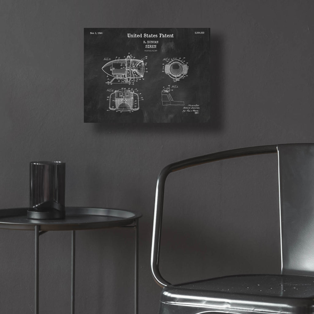 Epic Art 'Siren Blueprint Patent Chalkboard,' Acrylic Glass Wall Art,16x12