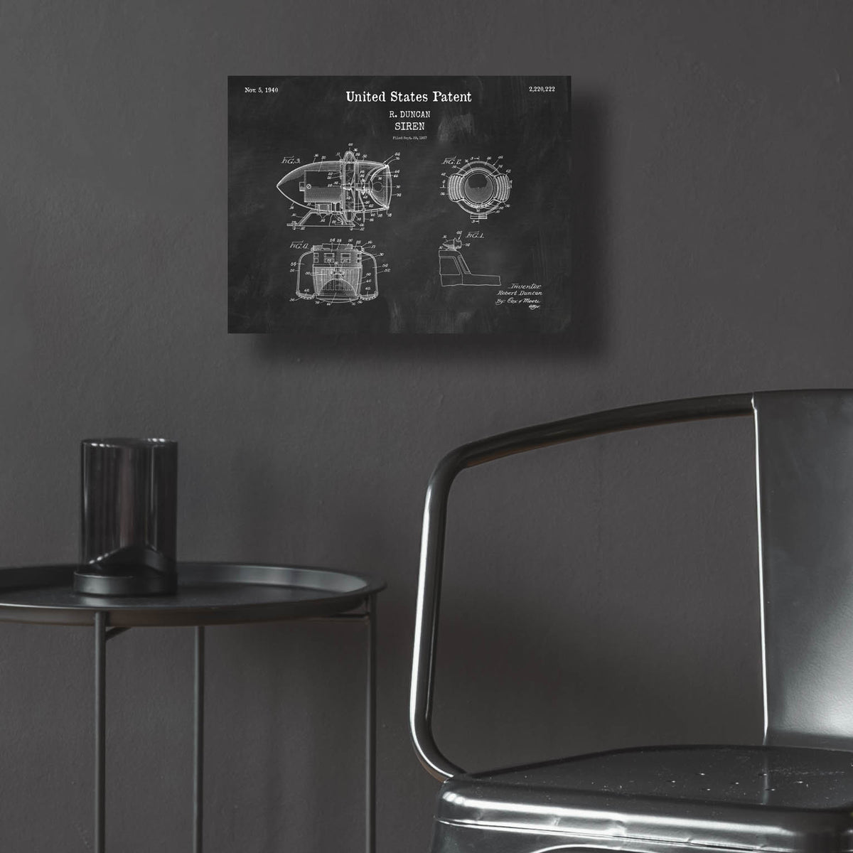 Epic Art 'Siren Blueprint Patent Chalkboard,' Acrylic Glass Wall Art,16x12