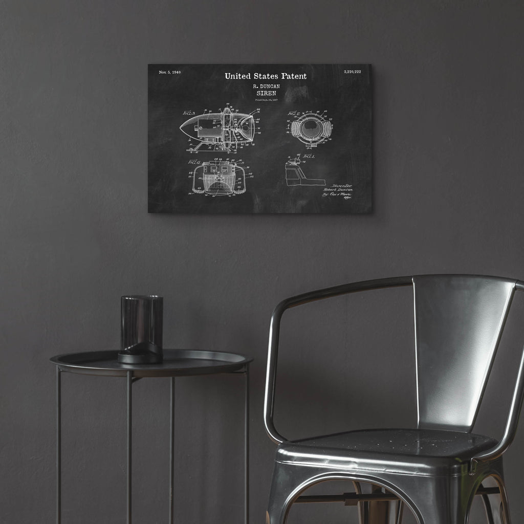 Epic Art 'Siren Blueprint Patent Chalkboard,' Acrylic Glass Wall Art,24x16