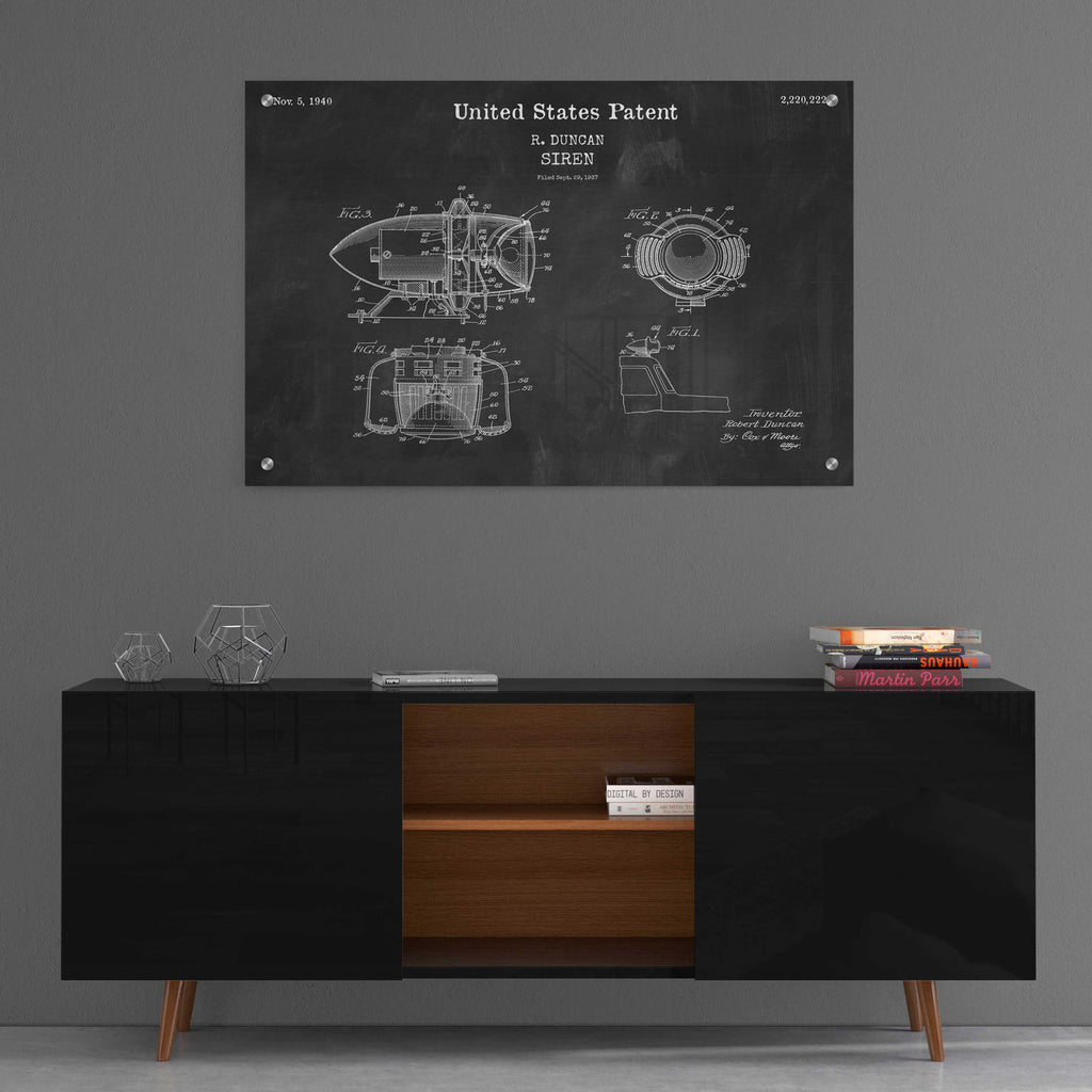 Epic Art 'Siren Blueprint Patent Chalkboard,' Acrylic Glass Wall Art,36x24