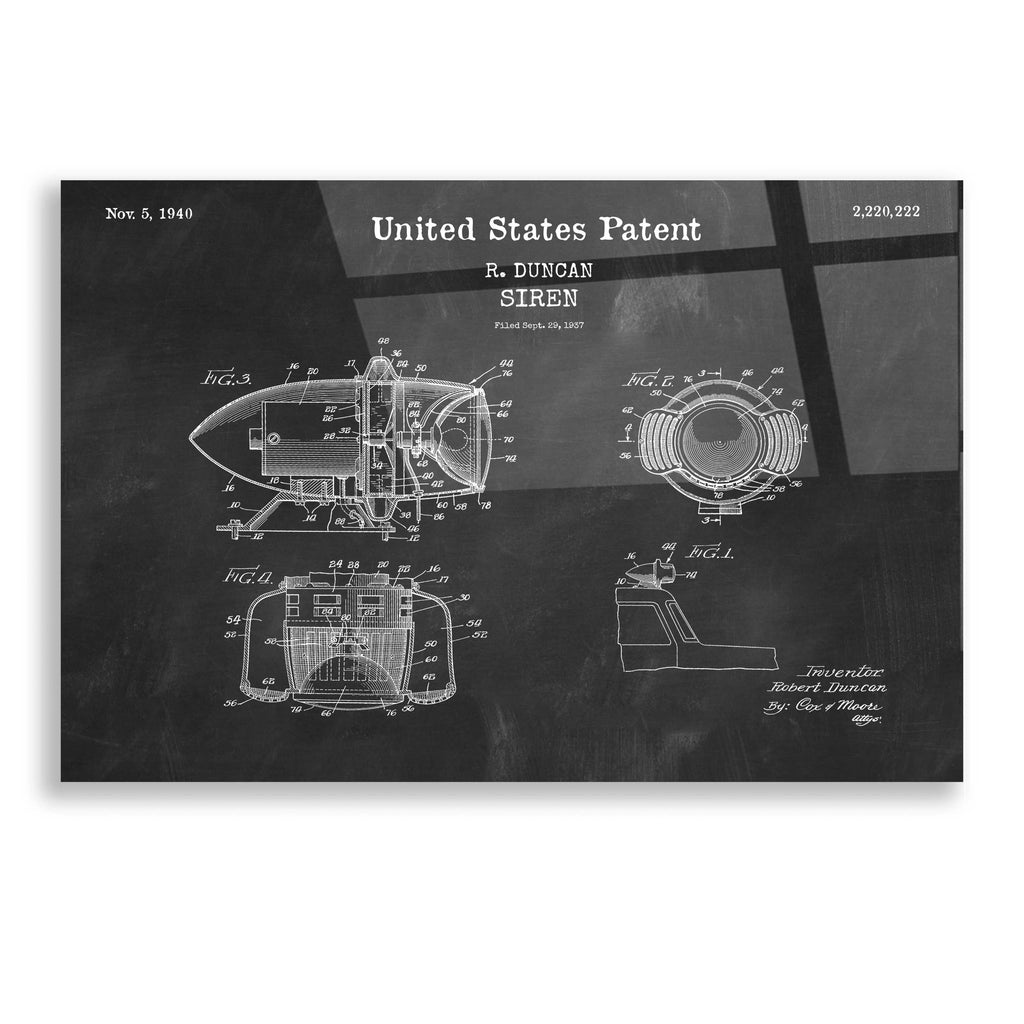 Epic Art 'Siren Blueprint Patent Chalkboard,' Acrylic Glass Wall Art