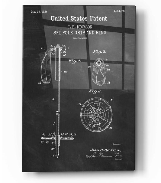 Epic Art 'Ski Pole Grip and Ring Blueprint Patent Chalkboard,' Acrylic Glass Wall Art