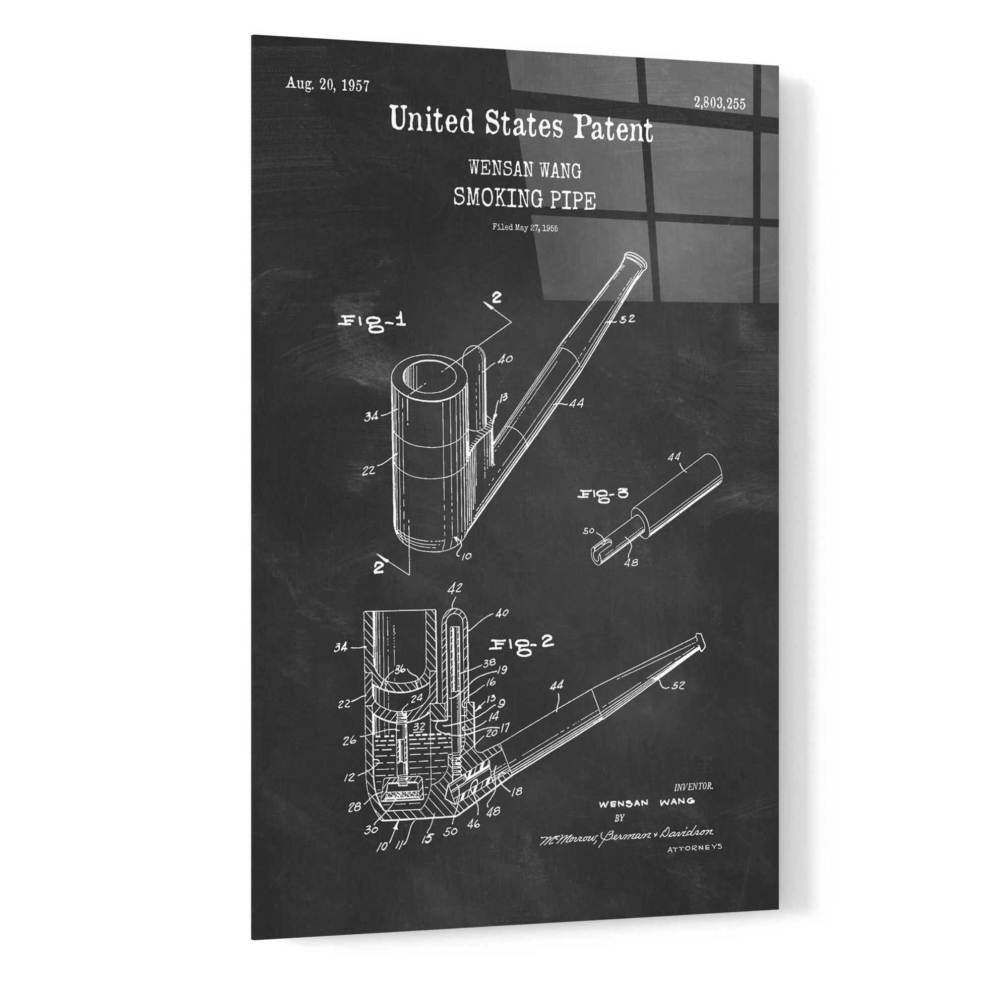 Epic Art 'Smoking Pipe Blueprint Patent Chalkboard,' Acrylic Glass Wall Art,16x24