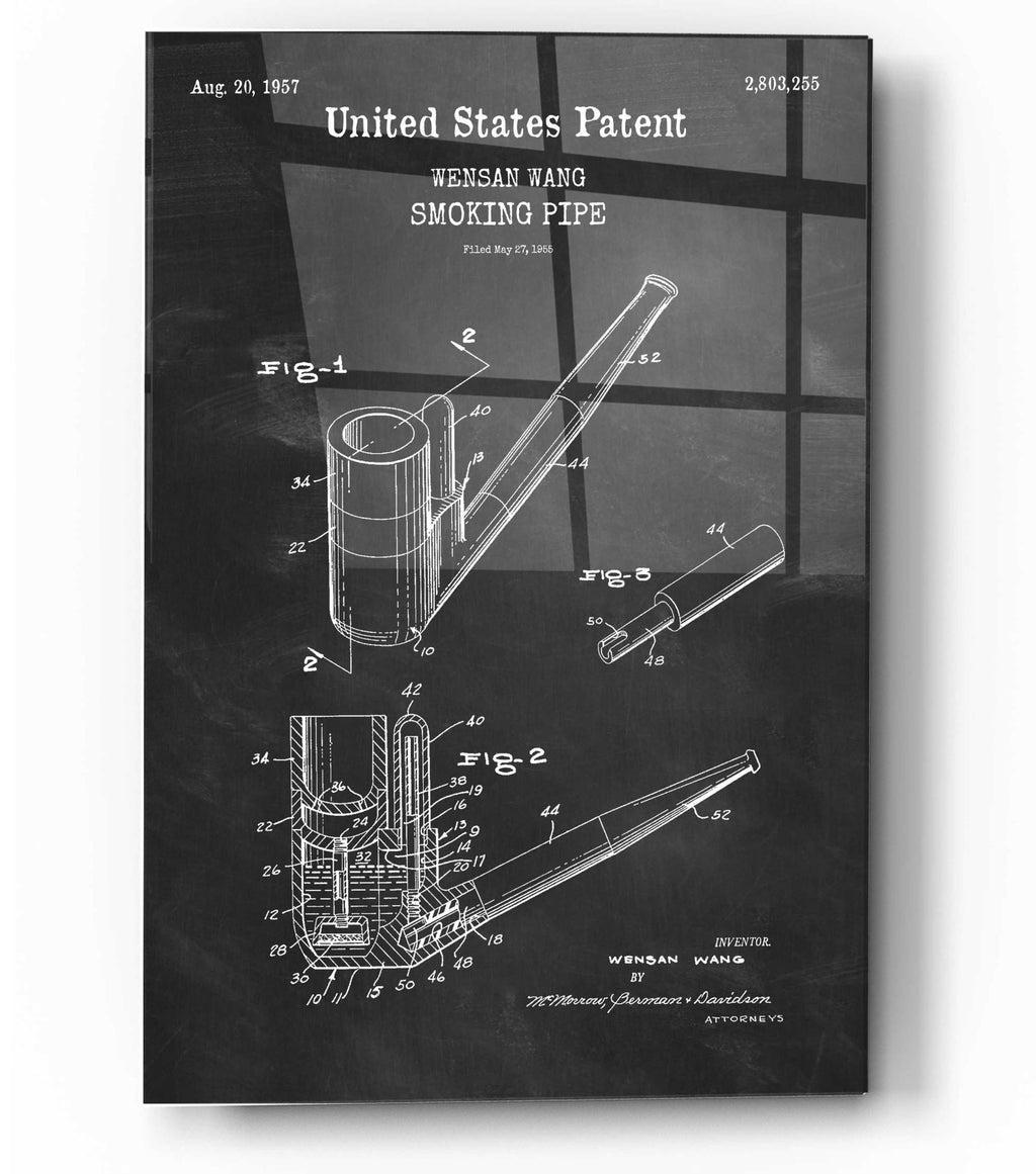 Epic Art 'Smoking Pipe Blueprint Patent Chalkboard,' Acrylic Glass Wall Art