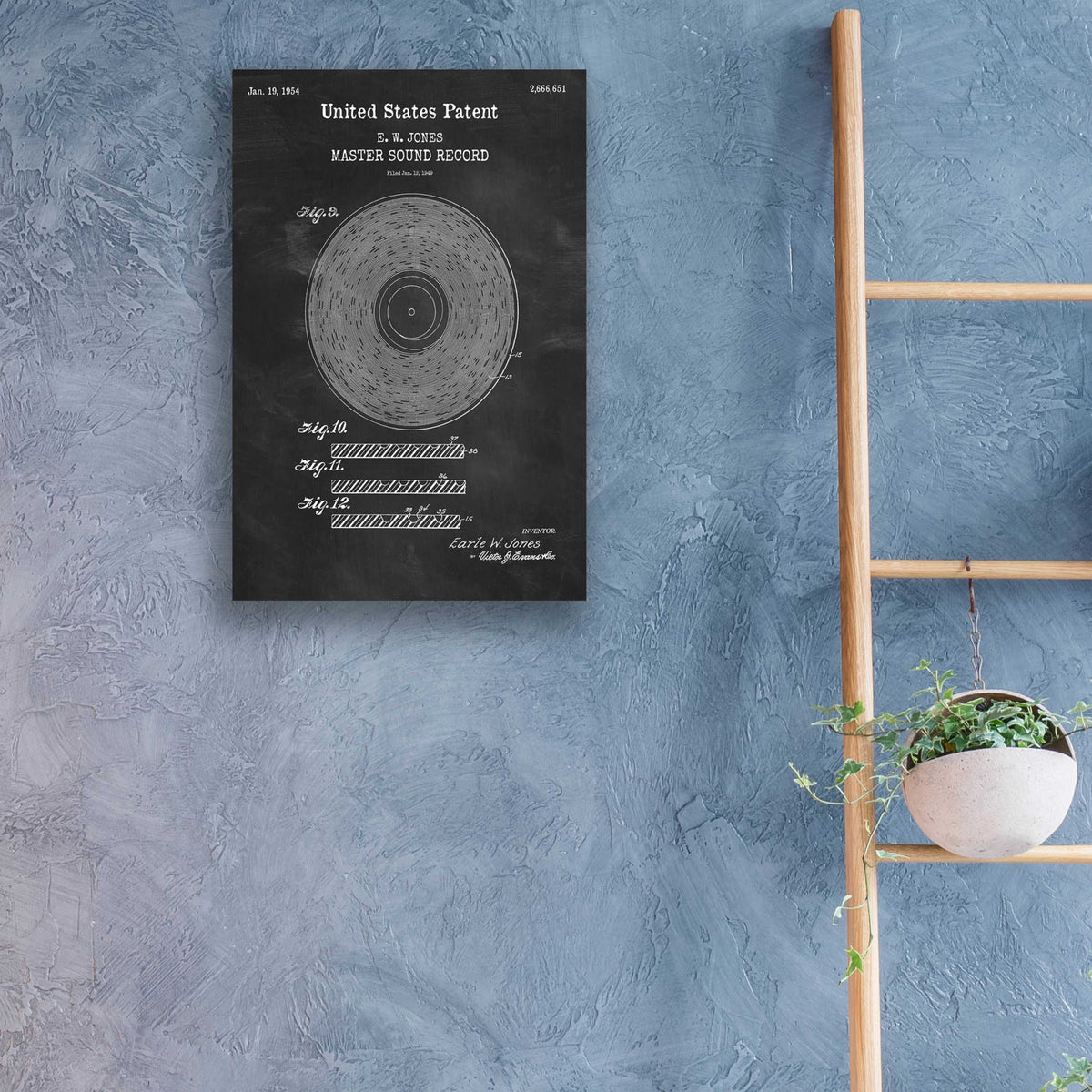 Epic Art 'Master Sound Record Blueprint Patent Chalkboard,' Acrylic Glass Wall Art,16x24